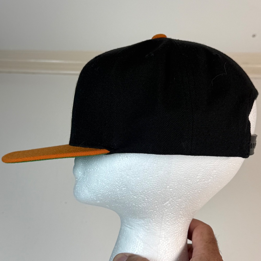 Brixton Mfg Co Snapback Hat Black Orange Wool Blend Adjustable Flat Brim Cap - Picture 7 of 10